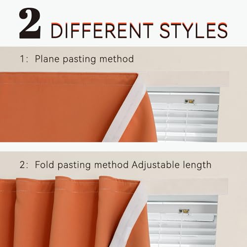 Self Adhesive Curtains for Windows (Orange / 35"W x 71"L (Pack of 1))