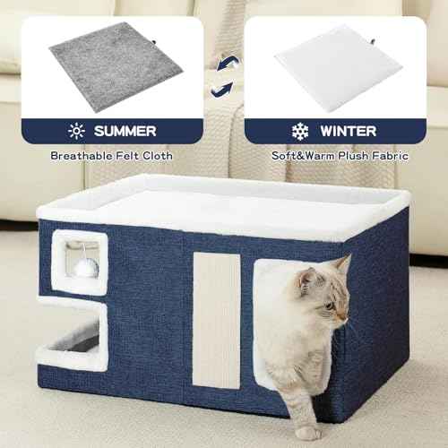 Large Cat Houses for Indoor Cats (Blue / X-Large)