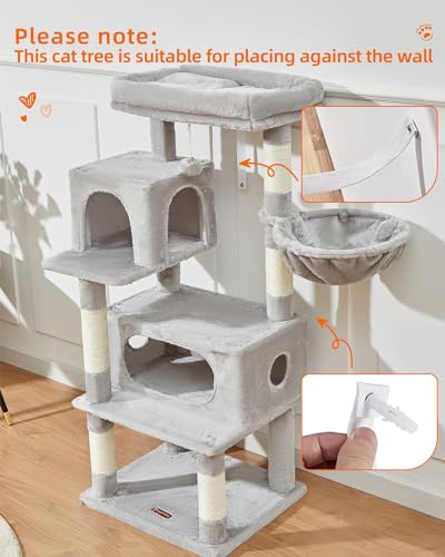 Cat Tree 49In Cat Tower for Indoor Cats Large Adult (Light Gray / 49.2 Inches)