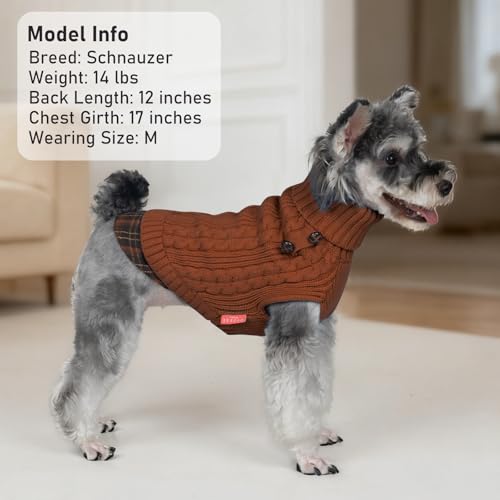 Dog Sweater for Small Medium Dogs Turtleneck Thick Knit Pullover (X-Large (19-27lbs) / 9# Brown)