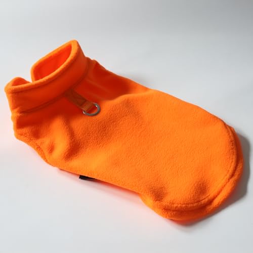 Dog Fleece Vest Sweater with Leash Ring (XL (17-25lbs) / Orange)
