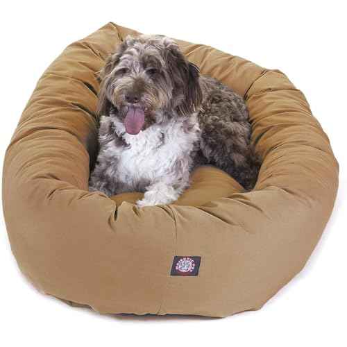 52 Inch Bagel Calming Dog Bed Washable (Khaki)