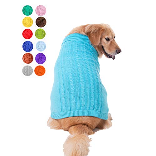 Dog Sweater Soft Warm Turtleneck Knitted Clothes for Small Medium Large Pet (Blue / XX-Large)