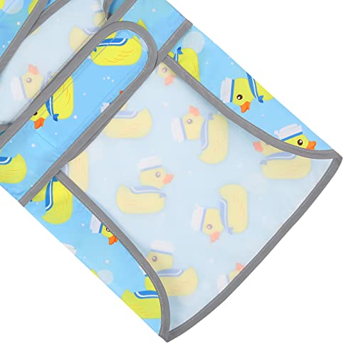 Clear Hooded Dog Raincoat Jacket Poncho with Dog Leash Hole Blue L (Large / Sailor Ducks Blue)