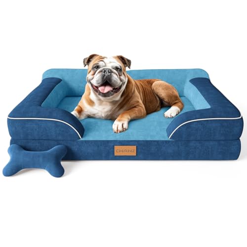 Dog Beds for Large Dogs (Navy Blue / Large(36"L x 27"W x8.5"Th))