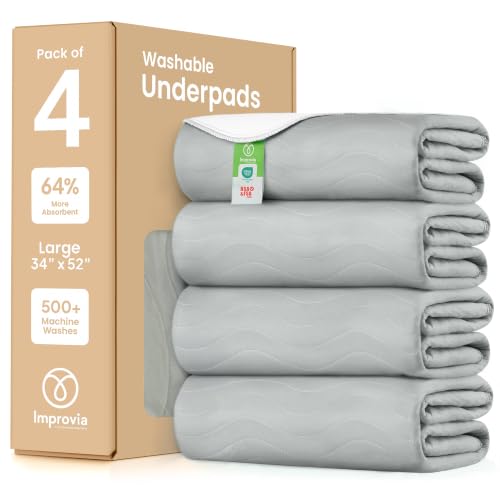 Washable Underpads (Gray / 34"x52" (Pack of 4))