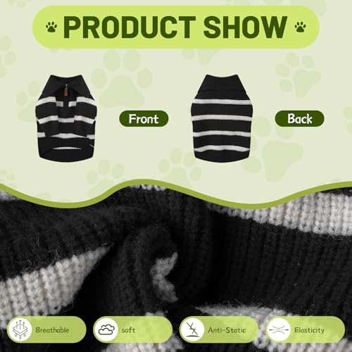 Small Dog Sweater with Zipper (Black Stripe Zip(Order One Size Up) / Large)