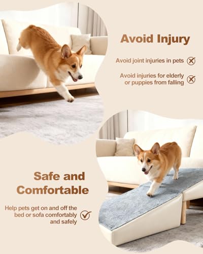 Dog Ramp for Couch Sofa&Low Bed (Grey / 13.5" H)