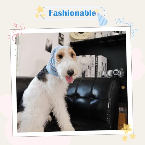 Calming Hoodie Dog Grooming Ear Cover Anxiety Relief (S(Head Girth: 9.4in-15.7in) / BlueStriped)