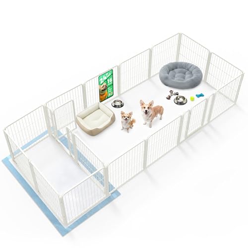 Homeplus Indoor Dog Playpen with Divider Connectors (White / 24"H)