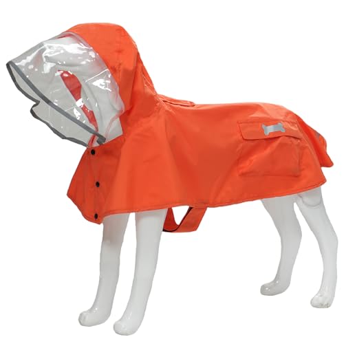 Dog Raincoat Waterproof Rain Poncho with Hoodie (Small: 9-13lbs / Orange)