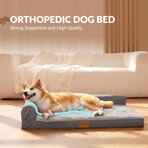 Orthopedic Large Dog Bed Washable Pet Sofa Bed 36''X24'' Grey (Grey / 36"L x 24"W x 3.5"Th)