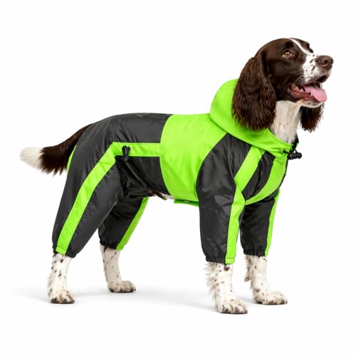 Pet Apparel Large Dog Clothing Raincoat Pet Clothes Rain Coat For Big Large Dogs Red Green Waterproof (L-M (Large Dog ~45lbs) / Green)