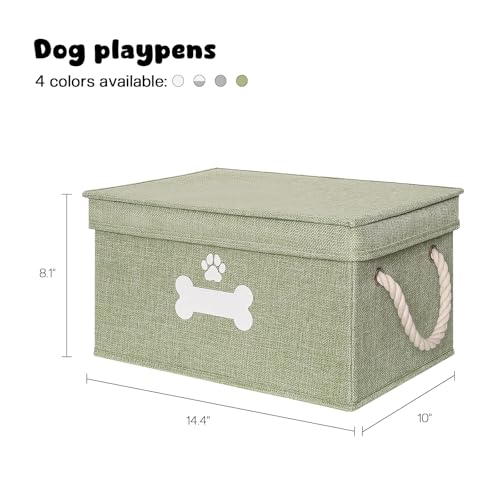 Dog Toy Basket with Lid (Green / Medium)