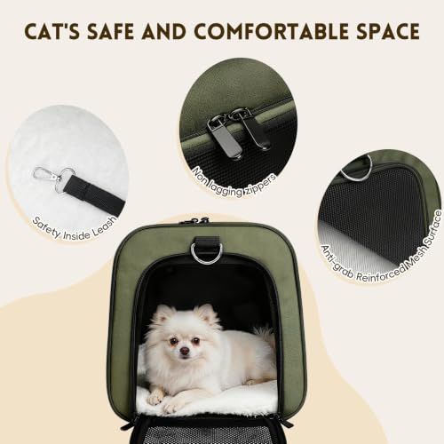 Cat Carrier Soft (Green / 17.0"L x 11.0"W x 11.0"H)