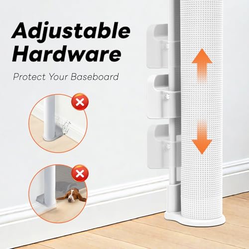 70 Inch Wide Retractable Baby Gate for Doorways (White / 33'' Tall X 70'' Wide)