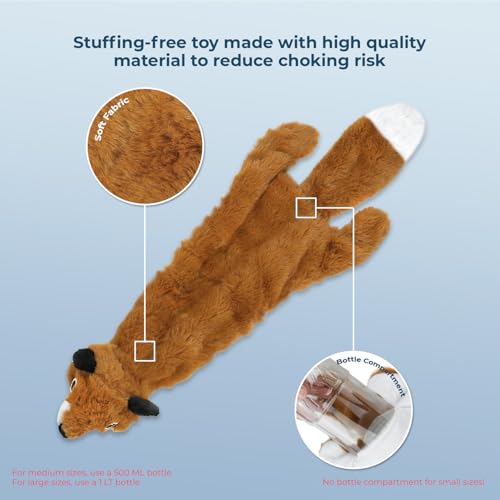 2-in-1 Stuffless Squeaky Dog Toy - Fox, Large (Brown/Fox / Large)