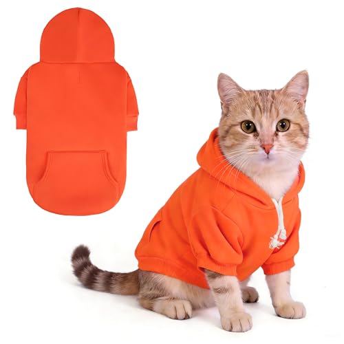 Dog Hoodie for Small Medium Dogs Cats (Orange / X-Small)