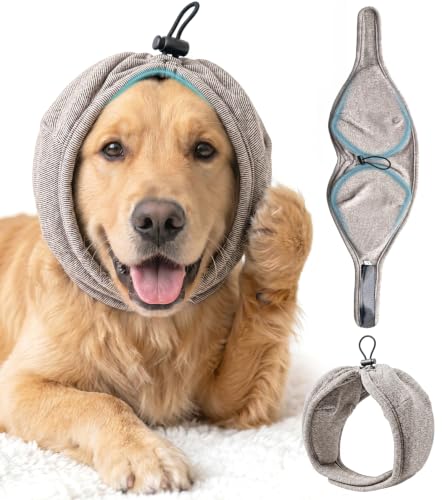 Dog Ear Muffs for Noise Protection Adjustable Earwrap Dark Khaki S (Khaki - S / Small)