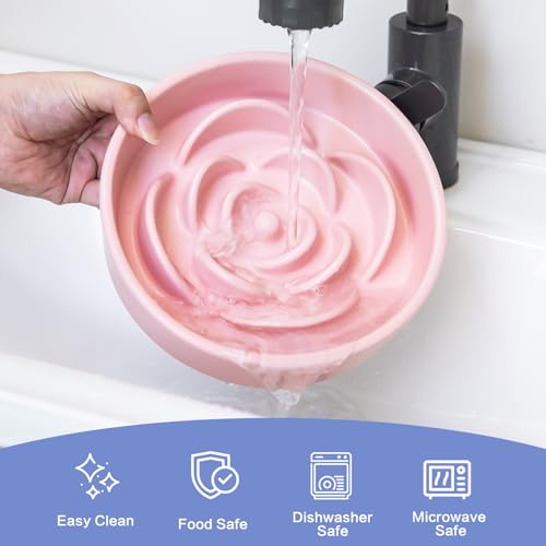 8.25'' Ceramic Slow Feeder Dog Bowls (8.25 inch / Pink)