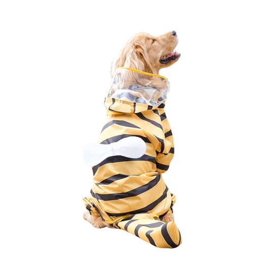 Dog Raincoat Tail Protect Legs Cover Bee Cosplay Raincoat Costume Cute Animals Pattern Raincoat Jacket for Medium Large Dogs 3XL (3XL-Back<18'' For 22-33lb dogs / Bee)