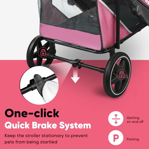 Dog Stroller for Large Medium Dogs up to 80 lbs (Pink)