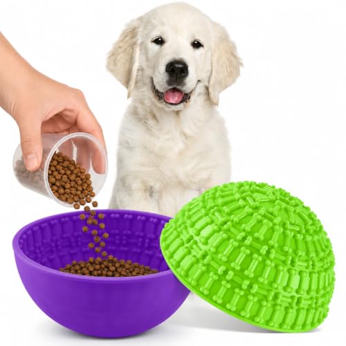 2 Pcs Dog Lick Bowl (Green, Purple)