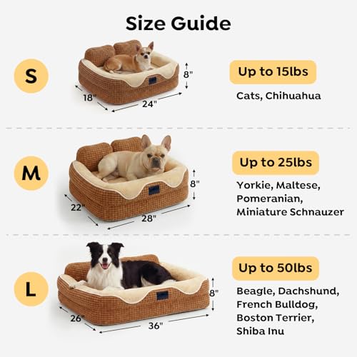 Square Small Dog Bed (Mocha Brown / 24"L x 18"W x 8"H)