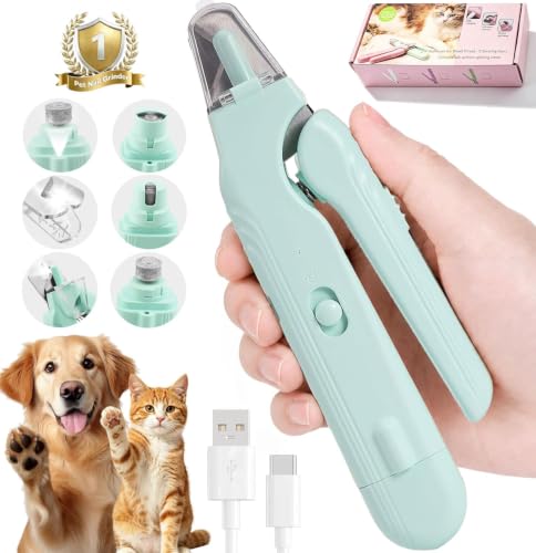 2-in-1 Dog Nail Grinder & Dog Nail Clipper for Sensitive Pets (Green)