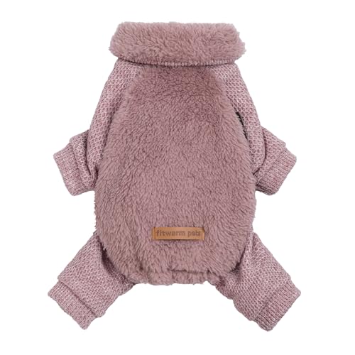 Collared Neck Fleece Dog Pajamas (Medium / Pale Violet Red)