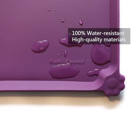 Waterproof Pet Feeding Mats with High Lips (19" x 12" / Eggplant)