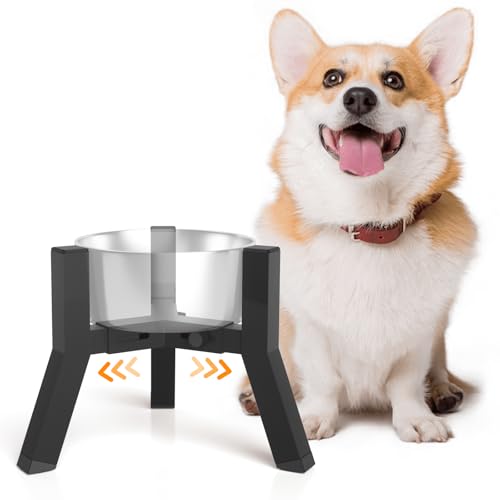 Elevated Dog Bowl Stand for Small Dogs (Height: 7.8", Width: 5.9-8.7" / Black, 7.8H-Square)