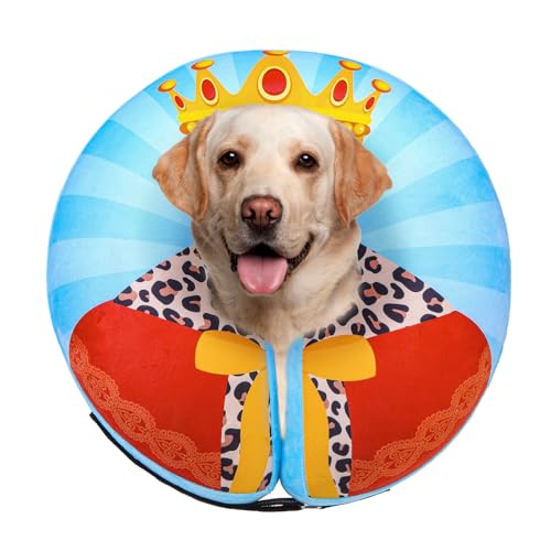 Dog Cone Alternative After Surgery Donut Collar (Sky Blue King / XL(Neck 18"-21"))