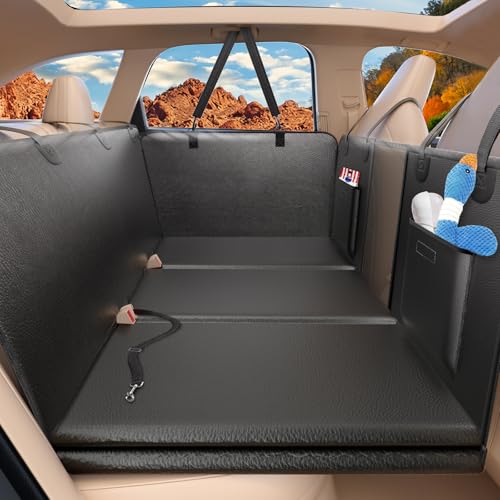 Hard Bottom Dog Car Seat Cover for Back Seat (L - For Cars/ Mid-Size SUV/ Small Truck / Glossy Black)