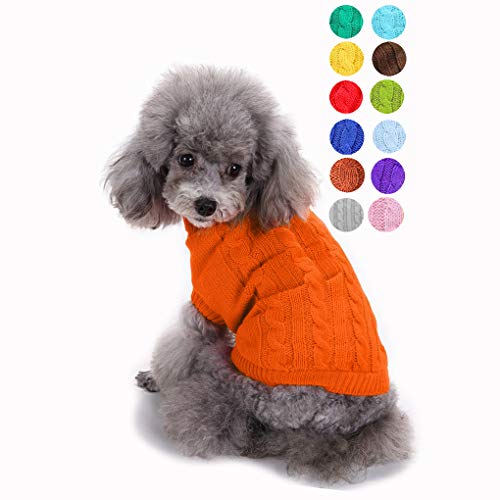 Dog Sweater Soft Warm Turtleneck Knitted Clothes for Small Medium Large Pet (Orange / Medium)