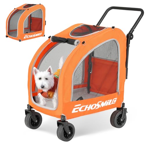 4 Wheel Pet Stroller for Dogs & Cats (Orange)