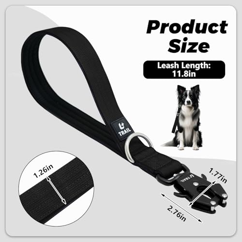 14 Inch Traffic Dog Leash with Padded Handle (Black)