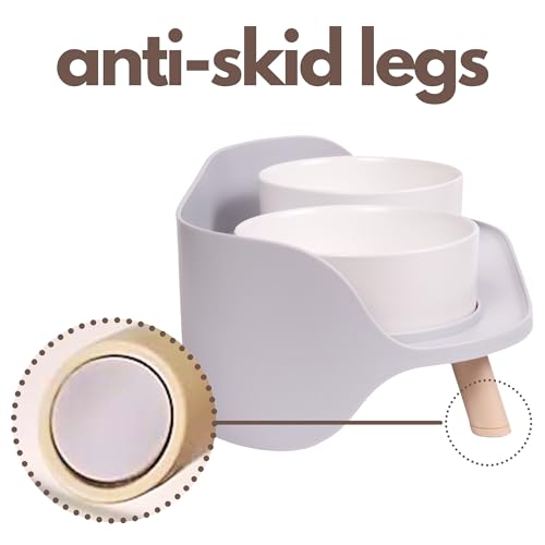 Ceramic Dog Bowls with Stand (13.5 OZ / White / Gray)