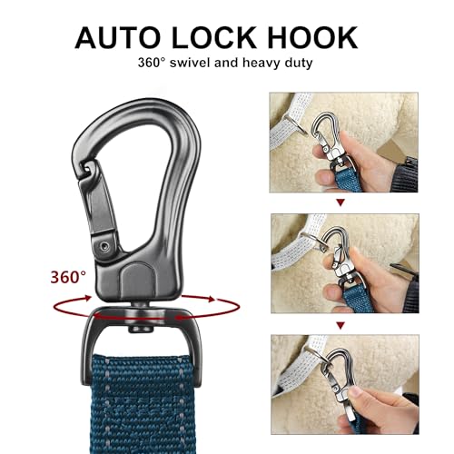 6FT Heavy Duty Dog Leash with Soft Padded Double Handle (6 FT x 1 in Wide / Blue)