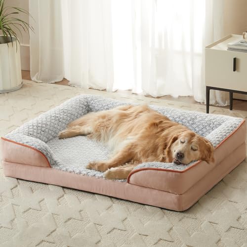 Orthopedic Dog Bed for Medium Dogs (Pink / 28"L x 23"W x 6.5"Th)