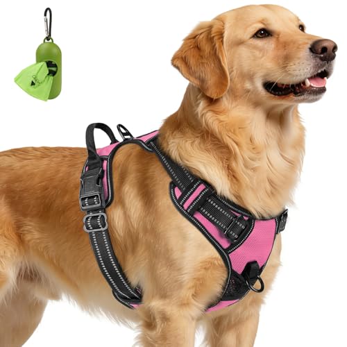 No Pull Dog Harness for Extra Large Dogs (X-Large / Pink)