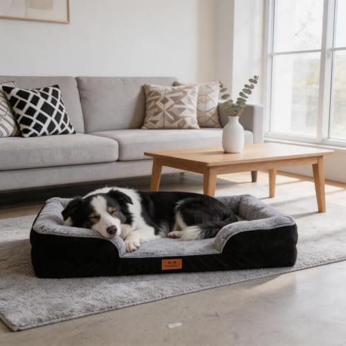 Orthopedic Dog Beds Large Sized Dog (Black / 36.0" L x 27.0" W x 6.7" Th)
