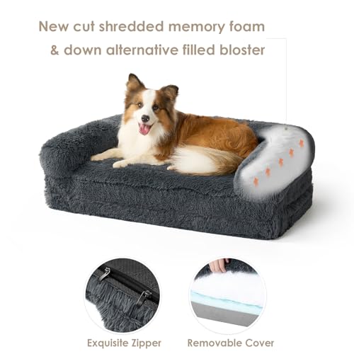 Foldable XXL Dog Bed for Large Sized Dog (54x38x7.5(Folded 38x27) / Dark Grey)