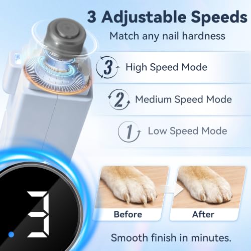 2-in-1 Quiet Electric Pet Nail Clipper & Grinder with Light for Dogs Cats (Blue) Dual LED Lights,3-Speed Grinder,Nail Clipping Splash Guard,Type-C Rechargeable,Quiet Design for Anxious Dogs & Cats (Blue)
