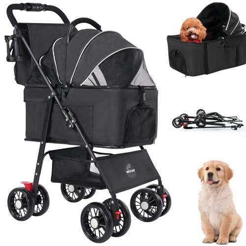 3 in 1 Pet Dog Stroller for Small Medium Dogs 10 (Black)