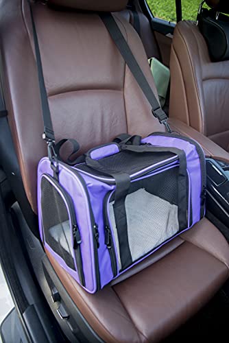 Soft Sided Carrier for Small Medium Cats Dogs (17.0"L x 11.0"W x 11.0"H / Purple)