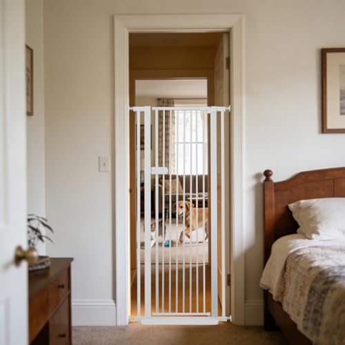 Extra Tall Cat Gate 55.12" High 26.18" (55.12" H-white / 26.18"-29.91" W)