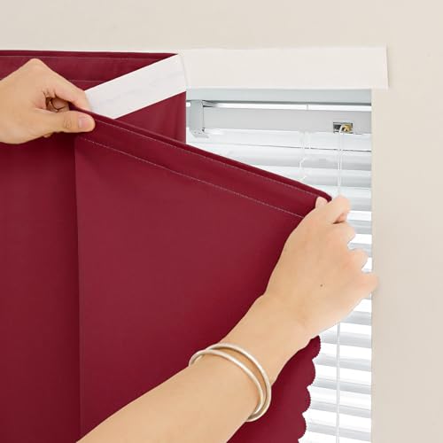 Adhesive Blackout Curtains for Window (Burgundy / 47"W x 71"L (Pack of 1))