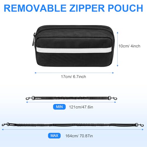 Hands Free Dog Leash with Pouch (Black for 1)