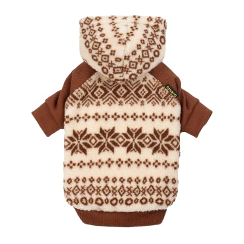 Snowflake Dog Fleece Hoodie (X-Large / Brown)